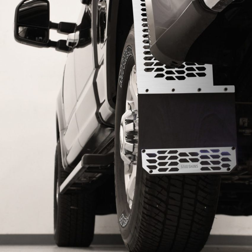 Putco 78150 11-16 Ford SuperDuty - Set of 2 (Excl Dually Rear) Mud Skins - Brushed SS w/ Hex Shield