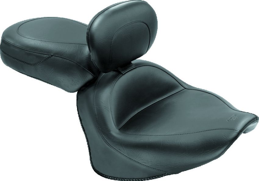 Mustang Motorcycle 79477 Mustang 07-17 Yamaha V-Star 1300, 1300 Tourer Wide Touring 2PC Seat w/Driver Backrest - Black