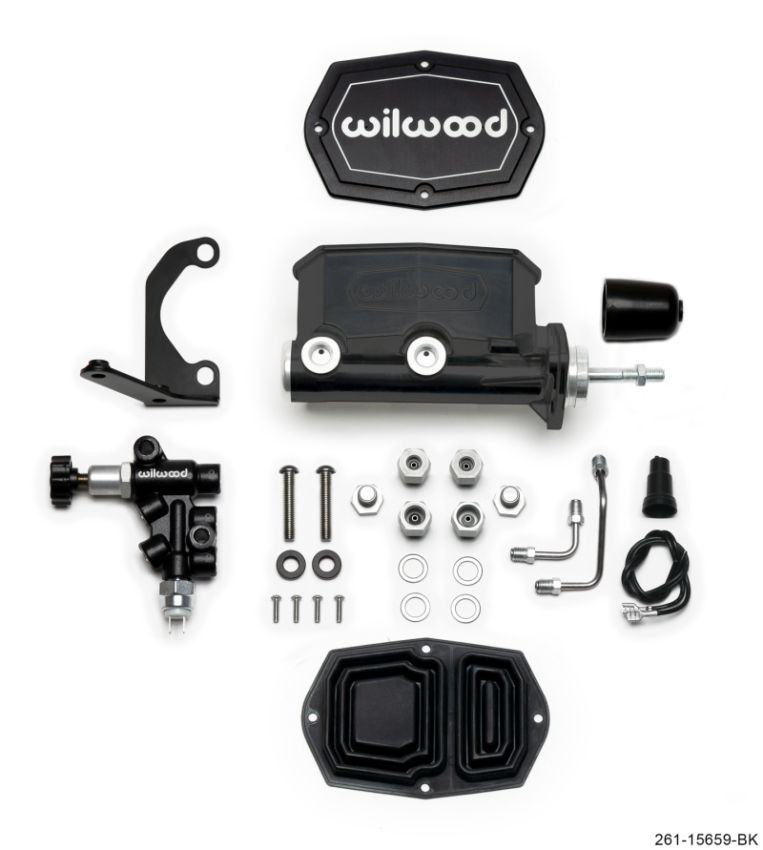 Wilwood 261-15659-BK Compact Tandem M/C - 7/8in Bore w/RH Bracket and Valve (Pushrod) - Black
