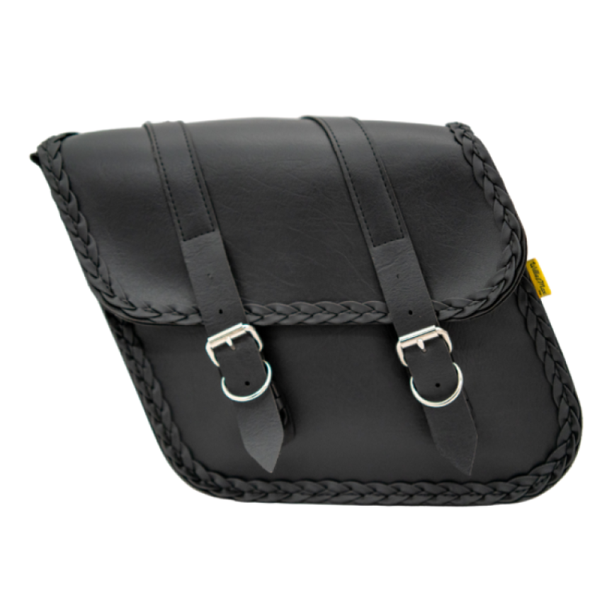 Willie & Max 58701-20 Universal Braided Standard Slant Saddlebags (14 in L x 12 in W x 5.5 H) - Black