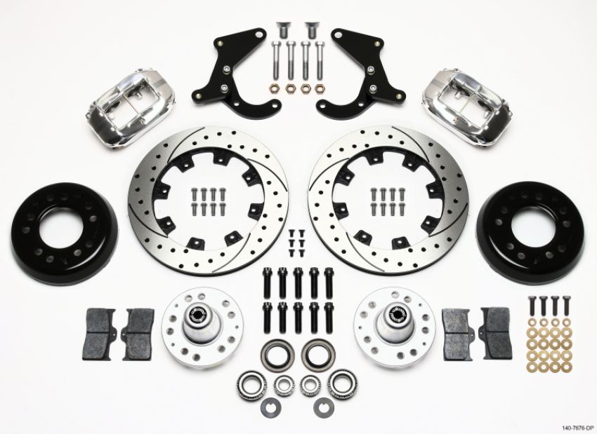 Wilwood 140-7676-DP Forged Dynalite Front Kit 12.19in Drilled Polished 55-57 Chevy