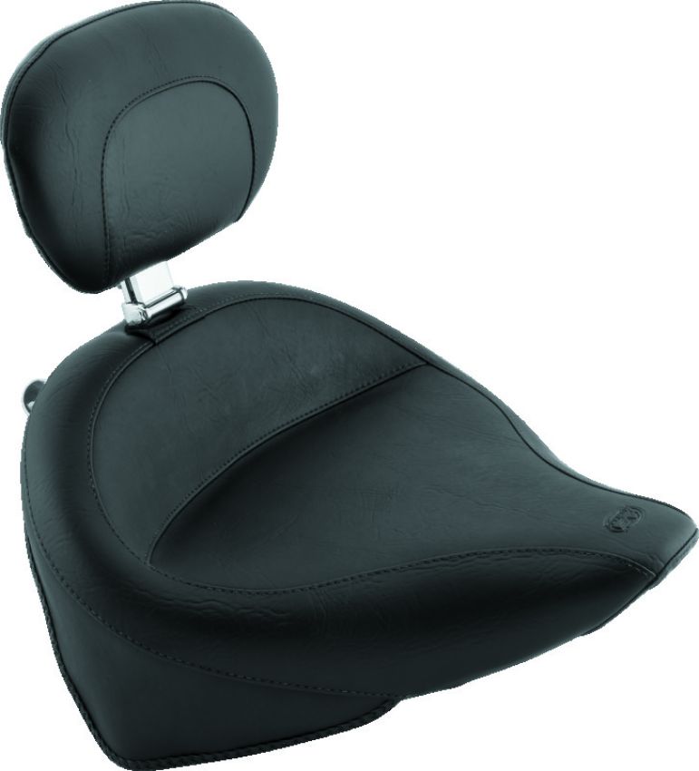 Mustang Motorcycle 79487 Mustang 00-15 Harley Softail Standard Rear Tire Wide Touring Solo Seat w/Driver Backrest - Black