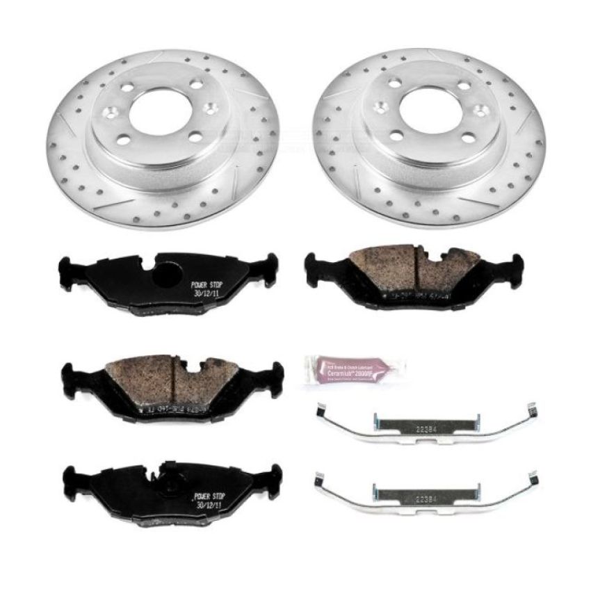 PowerStop K367 Z23 Daily Driver Carbon-Fiber Ceramic Brake Pad and Drilled & Slotted Rotor Kit