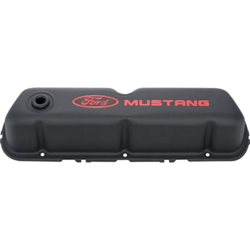 FORD FRD302-101 Black Steel Valve Cover Set w/Mustang Logo