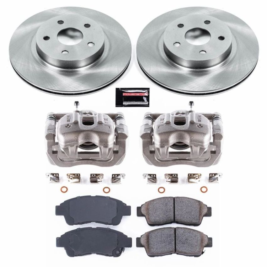 PowerStop KCOE3163 OE Stock Replacement Low-Dust Ceramic Brake Pad, Rotor and Caliper Kit