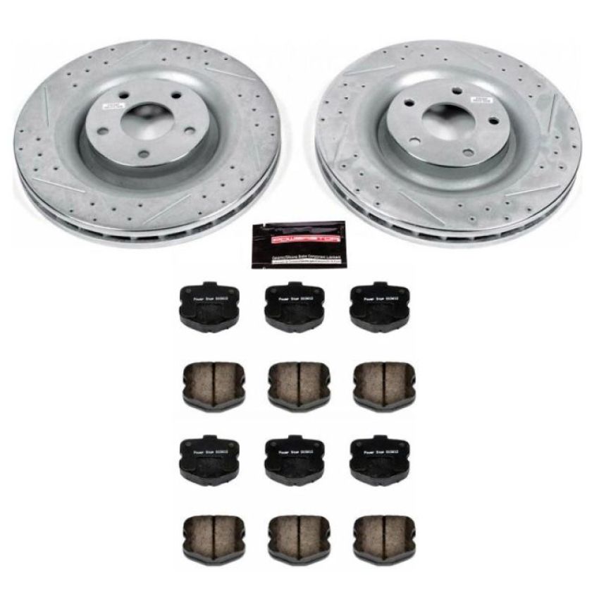 PowerStop K1444 Z23 Daily Driver Carbon-Fiber Ceramic Brake Pad and Drilled & Slotted Rotor Kit