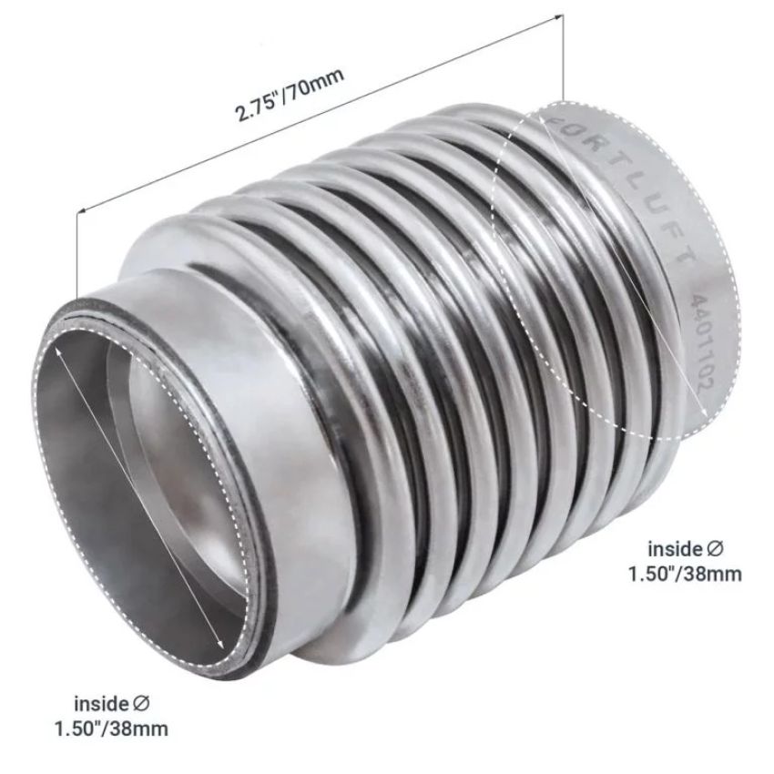 FORTLUFT 4401102 Flex Connector Bellows 1.50''x2.75'' Stainless Steel