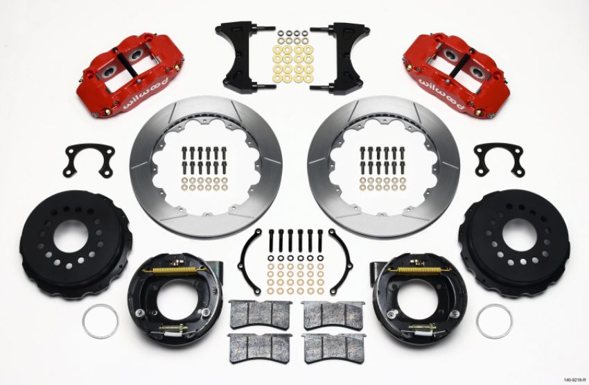 Wilwood 140-9218-R Narrow Superlite 4R Rear P-Brk Kit 12.88in Red Big Ford New Style 2.36in Offset