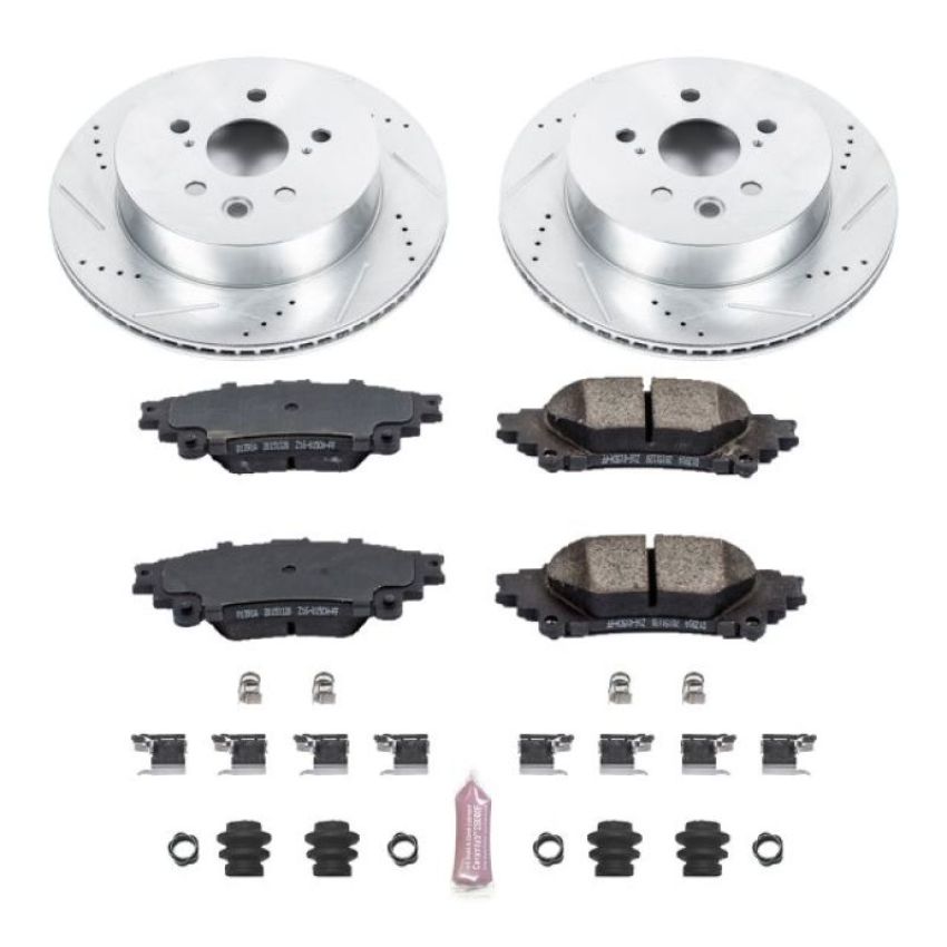 PowerStop K6928 Z23 Daily Driver Carbon-Fiber Ceramic Brake Pad and Drilled & Slotted Rotor Kit