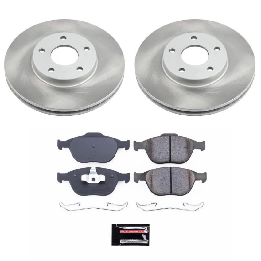 PowerStop SC5580 Semi-Coated Rotor and Low-Dust Ceramic Brake Pad Kit
