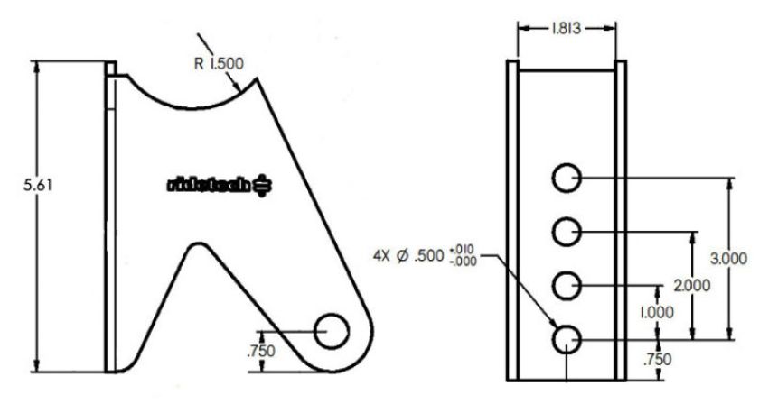 Ridetech 90000159 Tri Link axle bracket, uncoated. For 3