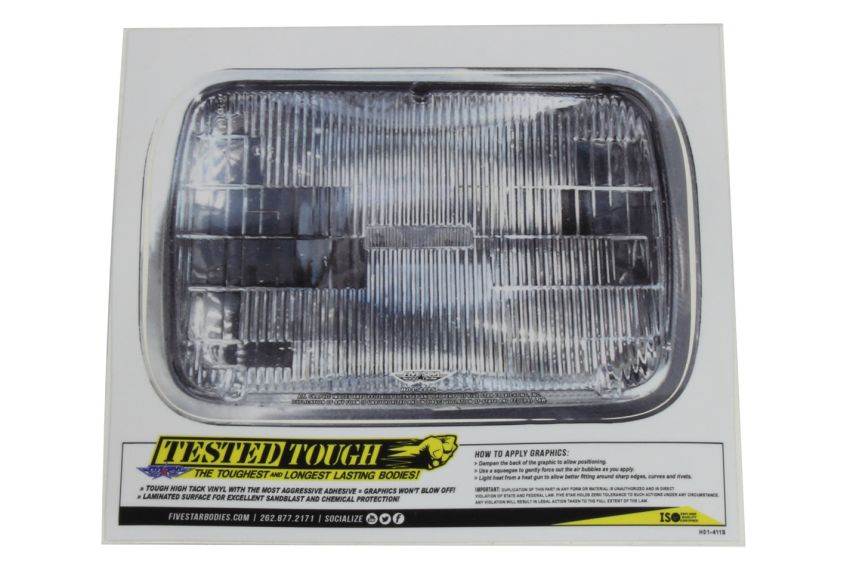 FIVESTAR FIVH01-411S Univer. Headlight Decal 8in x  5.4in