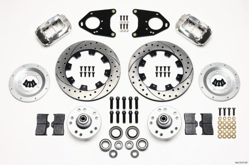 Wilwood 140-7017-DP Forged Dynalite Front Kit 12.19in Drilled Polished 71-80 Pinto/Mustang II Disc & Drum