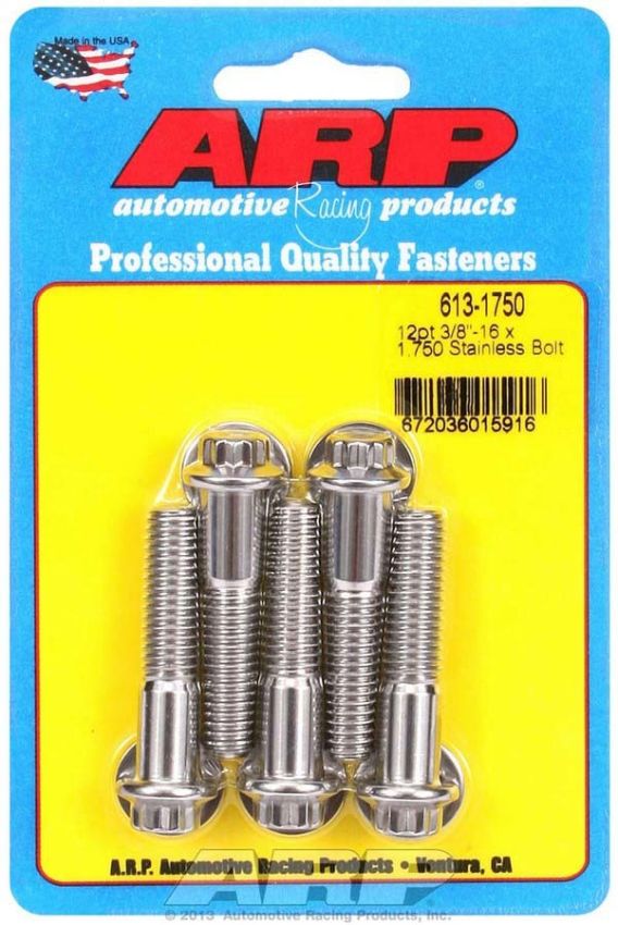 ARP ARP613-1750 S/S Bolt Kit - 12pt. (5) 3/8-16 x 1.750
