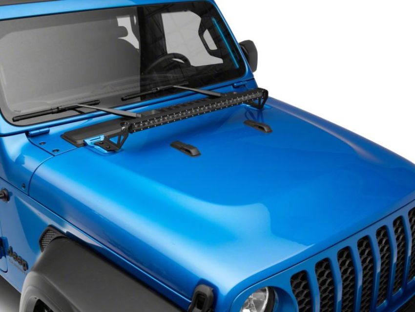 Raxiom J139110 18-23 Jeep Wrangler JL Axial Series 30-In Single Row LED Light Bar w/ Hood Mounting Brackets