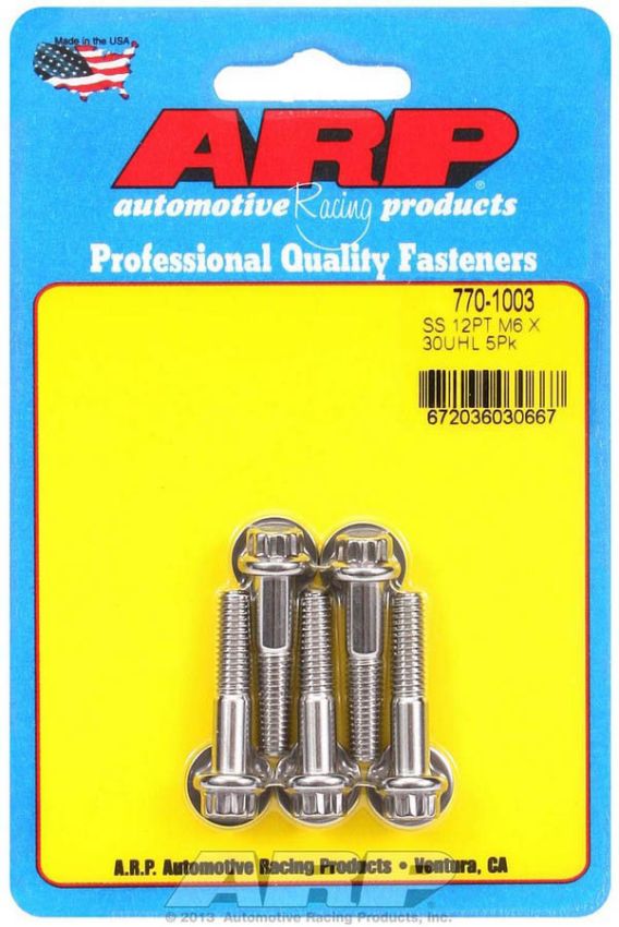 ARP ARP770-1003 S/S Bolt Kit - 12pt. (5) 6mm x 1.00 x 30