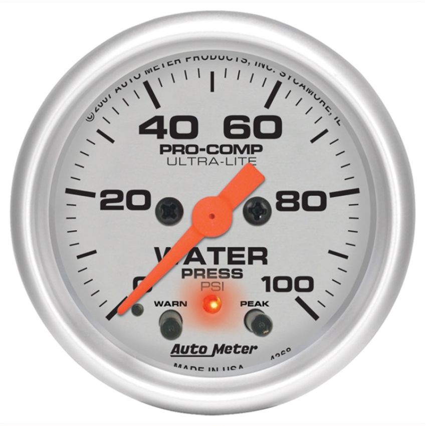2-1/16in U/L Water Press. Gauge w/Peak & Wa