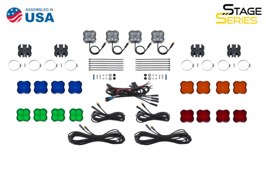 Diode Dynamics DD7751C Stage Series SXS Rock Light Installer Kit - RGBW M8 w/Controller (4-pack)