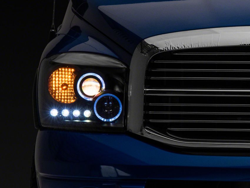 Raxiom R110149 06-08 Dodge RAM 1500 LED Halo Projector Headlights- Blk Housing (Clear Lens)
