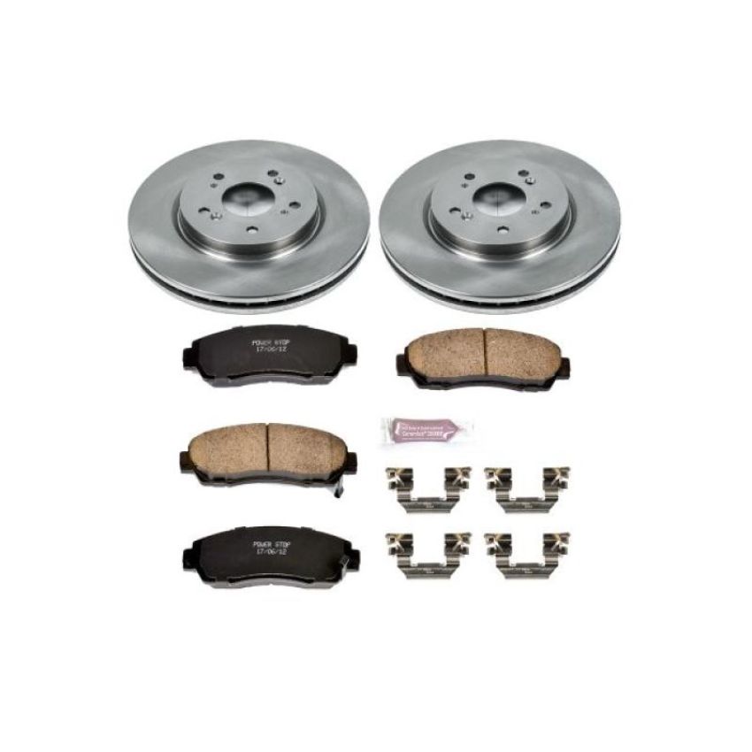 PowerStop KOE228 OE Stock Replacement Low-Dust Ceramic Brake Pad and Rotor Kit