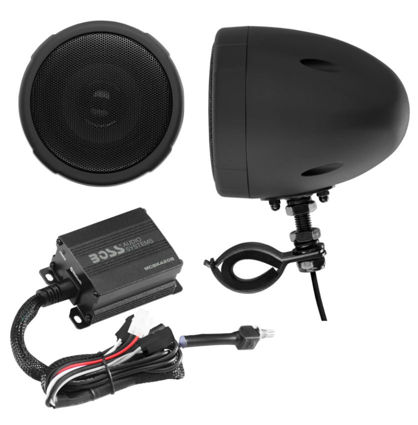 Boss Audio MCBK420B Systems Motorcycle Speaker Amplifier/ Bluetooth/ 3in Speakers Pair- Black