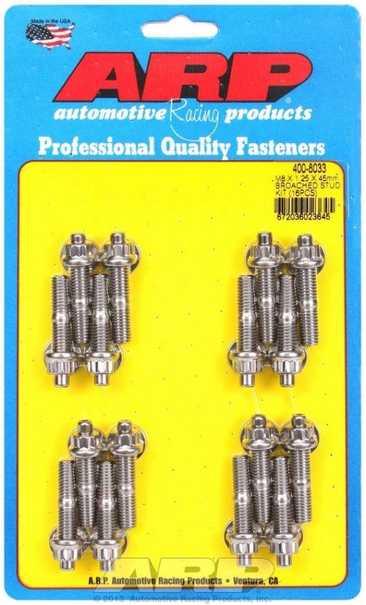 ARP ARP400-8033 S/S Stud & Nut Kit (16) 8mm x 1.25in x  45mm