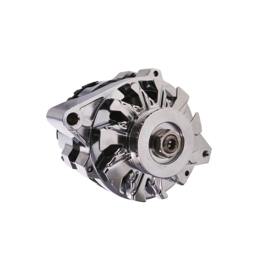 Top Street Performance ES1007C TSP 6.61 in. GM CS130 Style 160 Amp Chrome Alternator with V-Belt Pulley