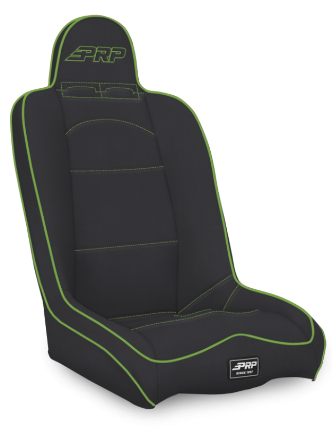 PRP Seats A140110-201-W PRP Daily Driver High Back Suspension Seat- Black/Green Vinyl