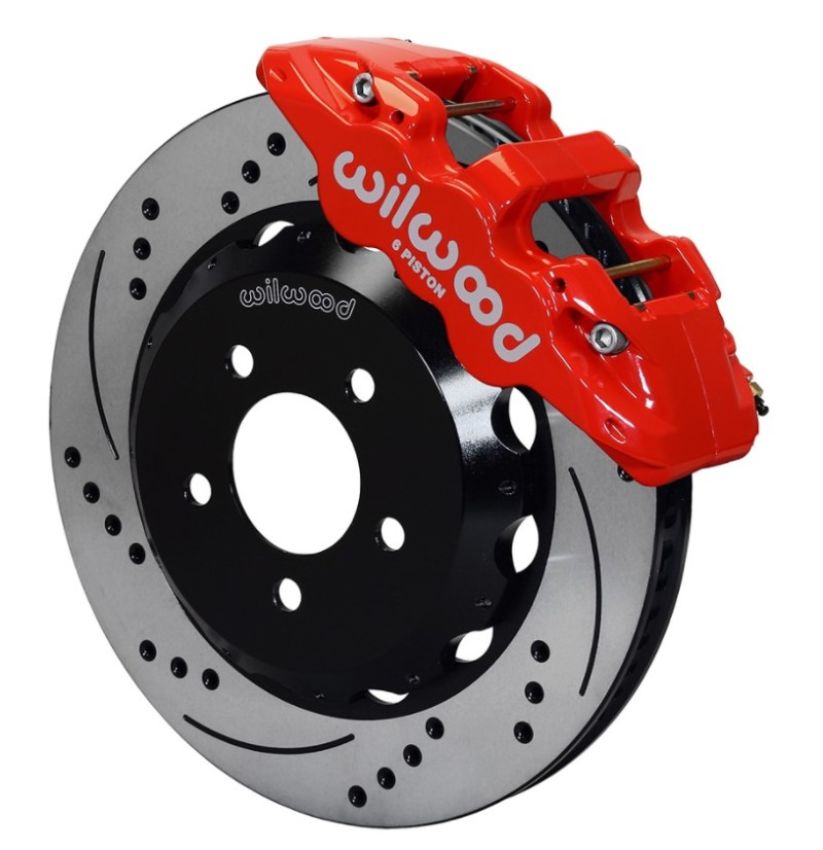 Wilwood 140-14288-DR AERO6 Front Hat Kit 14.00 Drilled Red 2016-Up Camaro w/Lines