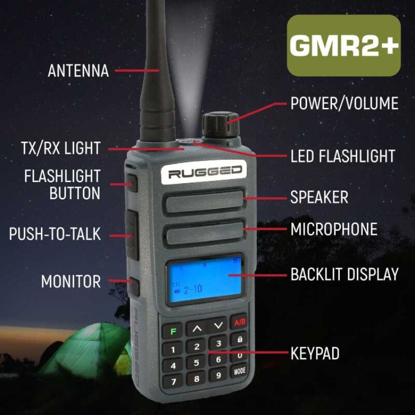 Rugged Radios GMR2-PLUS-HV Rugged GMR2 PLUS - GMRS / FRS Two Way Handheld Radio Safety Yellow