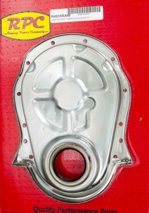 RACING POWER CO-PACKAGED RPCR4935RAW BBC Steel Timing Chain Cover Unplated