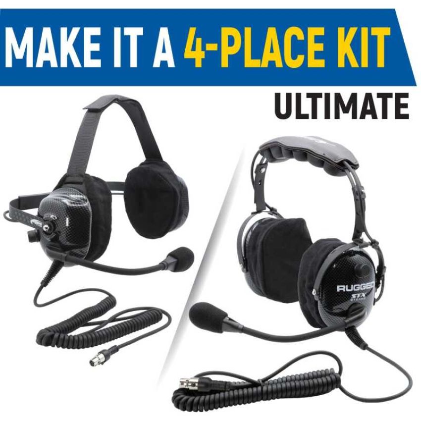 Rugged Radios PLUS2-BTU Rear Seat Expansion Kit w/ Helmet Kits or Headsets / Ultimate Headset - Behind Head