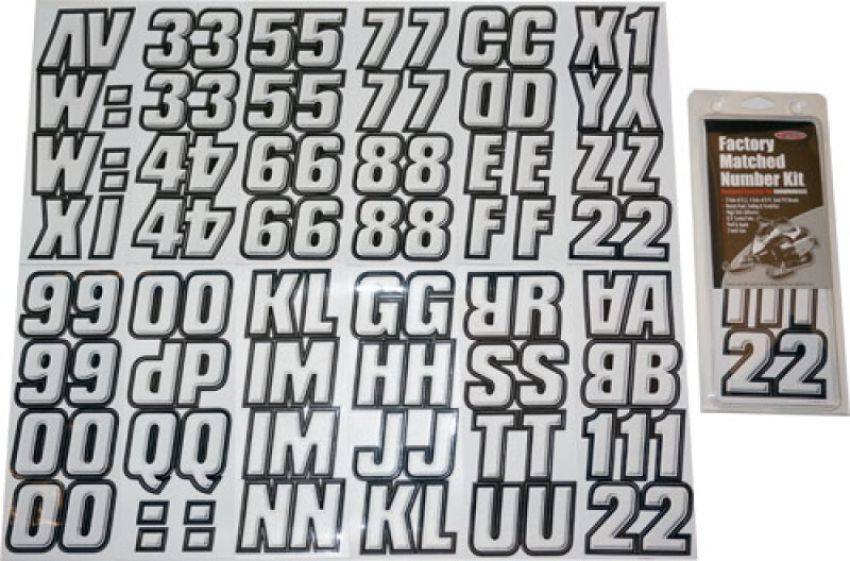 Hardline WHBLK500 Snowmobile Lettering Registration Kit 2 in. - 500 White /Black