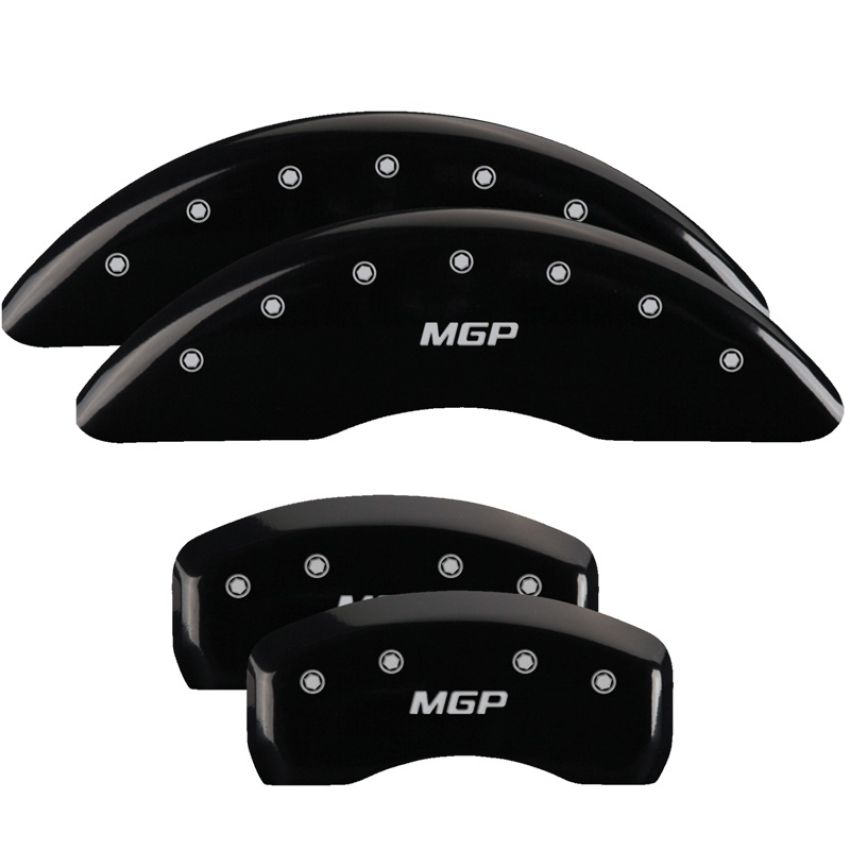 MGP 41008SMGPBK 4 Caliper Covers Engraved Front & Rear  Black finish silver ch