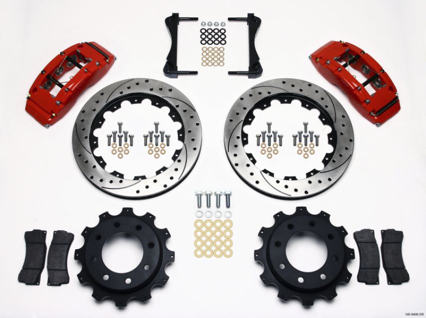 Wilwood 140-9406-DR TC6R Rear Kit 16.00in Drilled Red 1999-2010 GM Trk 2500 HD 4.84 Cntr