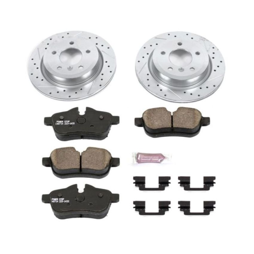 PowerStop K6583 Z23 Daily Driver Carbon-Fiber Ceramic Brake Pad and Drilled & Slotted Rotor Kit