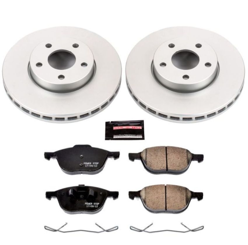 PowerStop CRK5976 Genuine Geomet Coated Rotor and Low-Dust Ceramic Brake Pad Kit