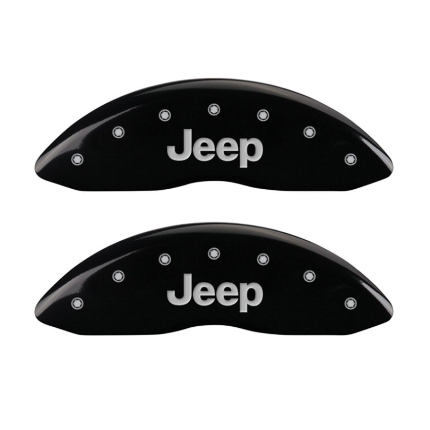 MGP 42011FJEPBK Front set 2 Caliper Covers Engraved Front JEEP Black finish silver ch