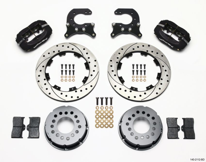 Wilwood 140-2112-BD Forged Dynalite P/S Rear Kit Drilled Rotor Chev 12 Bolt w C-Clips
