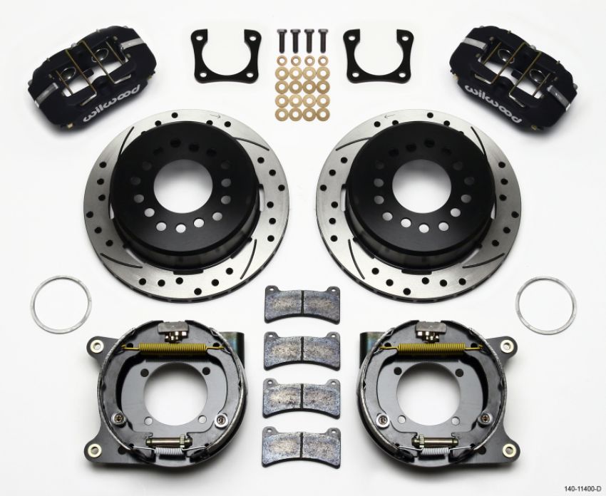 Wilwood 140-11400-D Dynapro Low-Profile 11.00in P-Brake Kit Drilled Chevy 12 Bolt Spcl 2.81in Off Stag Mount