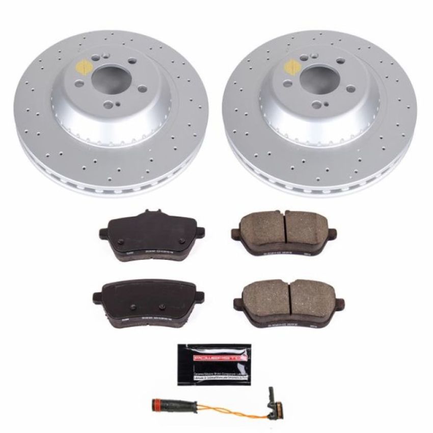 PowerStop CRK8194 Genuine Geomet Coated Rotor and Carbon-Fiber Ceramic Brake Pad Kit