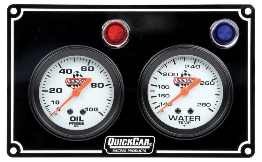 QUICKCAR RACING PRODUCTS QRP61-6701 2 Gauge Panel  OP/WT Black