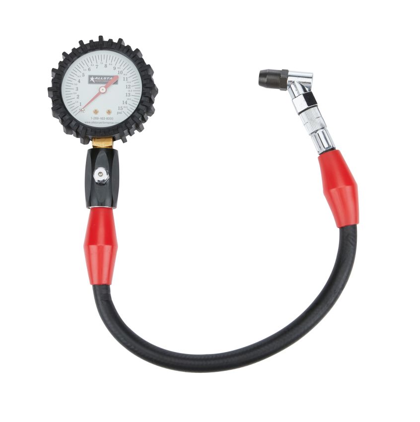 ALLSTAR PERFORMANCE ALL44056 Tire Pressure Gauge 0-15 PSI 2-1/4in Glow