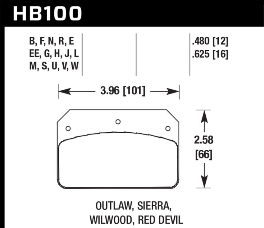 Hawk Performance HB100U.625 DTC-70 Disc Brake Pad