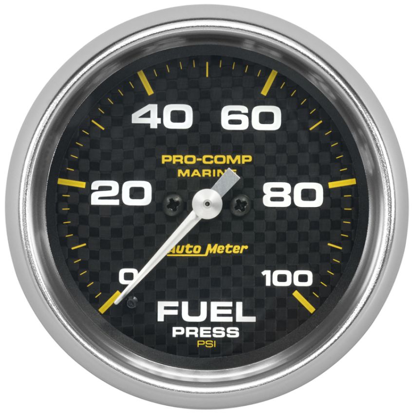 Autometer Marine Carbon Fiber 2-5/8in 100 PSI Digital Stepper Motor Fuel Pressure Gauge