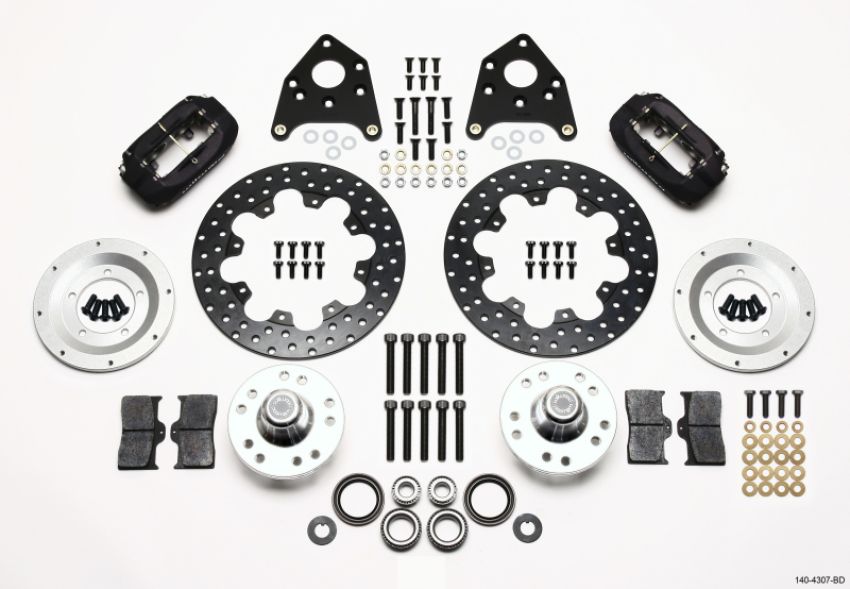 Wilwood 140-4307-BD Forged Dynalite Front Drag Kit Drilled Rotor 1965-1969 Mustang Disc & Drum Spindle