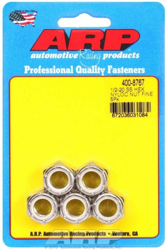 ARP ARP400-8767 S/S 6pt. Fine Nyloc Nuts - 1/2-20 (5)