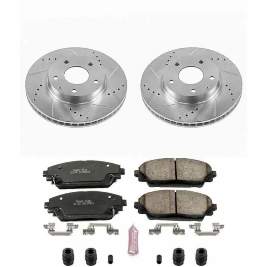 PowerStop K6974 Z23 Daily Driver Carbon-Fiber Ceramic Brake Pad and Drilled & Slotted Rotor Kit