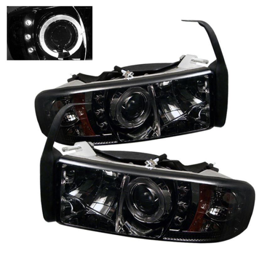 SPYDER 5010100 Projector Headlights - LED Halo - Smoke
