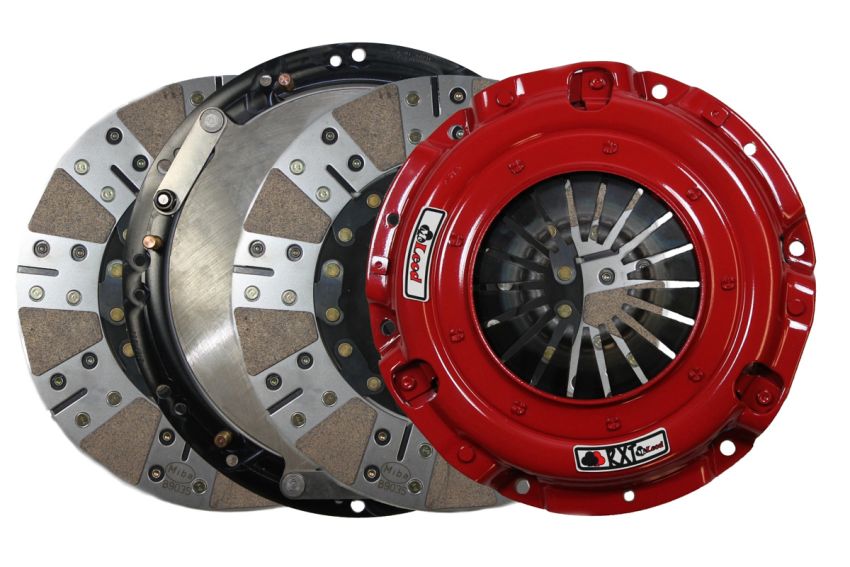 McLeod Racing 6333825M McLeod RXT Twin Disc Clutch Kit 2018 Ford Mustang RXT 1 x 23 Spline 0 Bal w/164T 8 Bolt AL Flywheel
